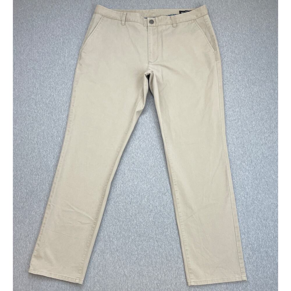 Bonobos Pants Mens 35 x 32‎ Beige Cotton Stretch Chino Flat Front Straight Fit